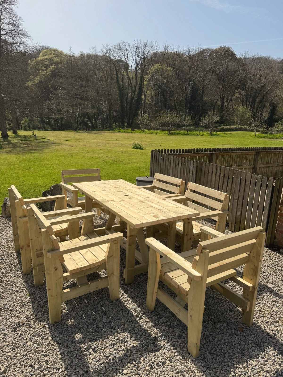 6 Person Table & Chairs in heavy tanalised timber