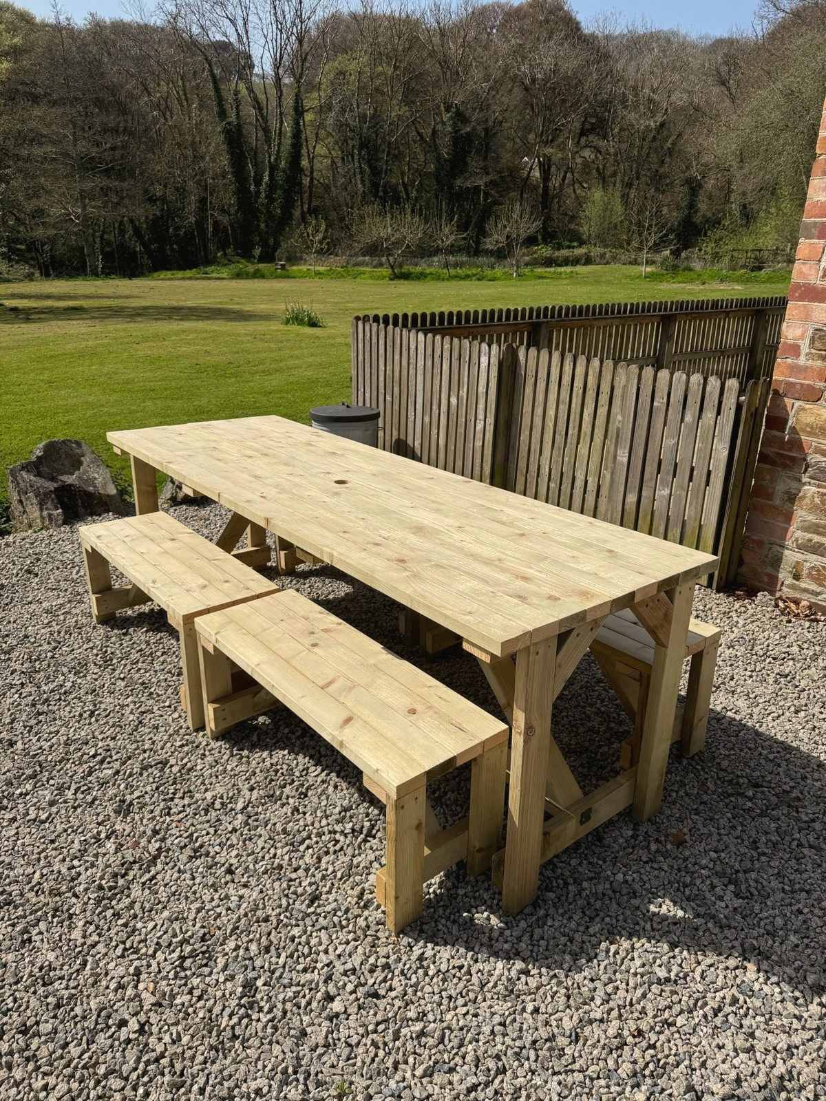 8 Person Table & Benches in heavy tanalised timber