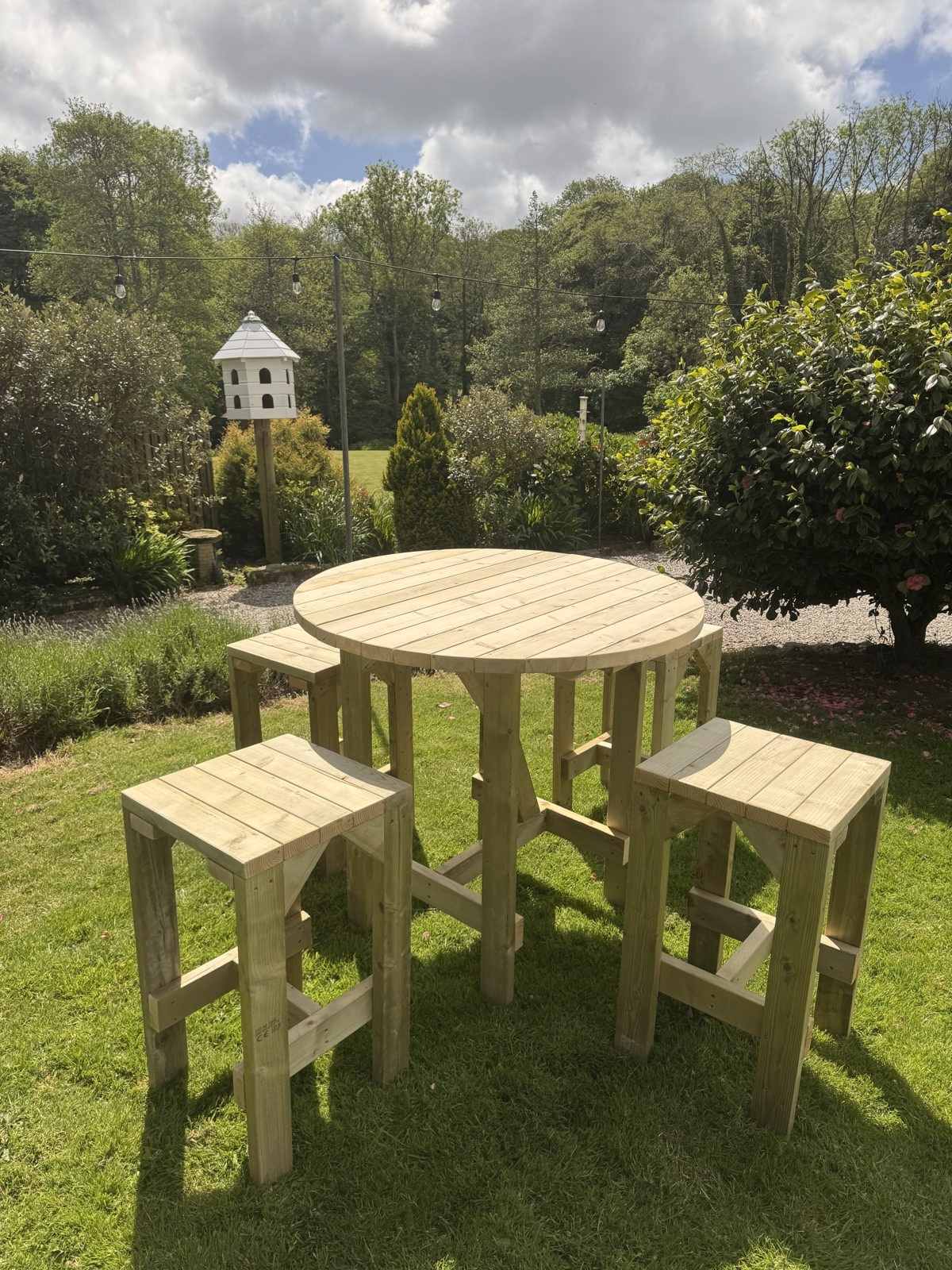 Bar Table & 4 Stools in heavy tanalised timber