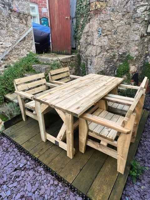 Garden Table & 4 Chairs in heavy tanalised timber