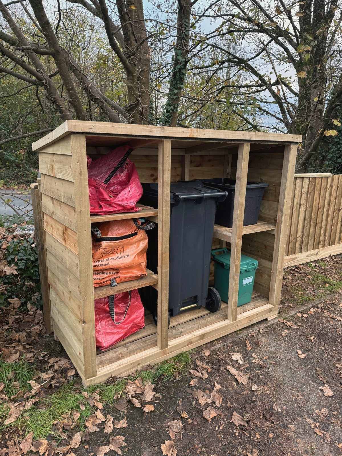 Complete Recycling Store, open in heavy tanalised timber
